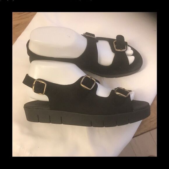 AZALEIA BLACK MICROSUEDE NUBUCK SANDALS.  … - Picture 1 of 7